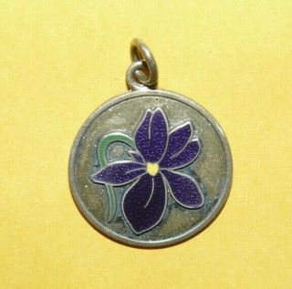 Vintage Antique Sterling Silver W/ Enamel Ornate Floral " Flower " Design Charm
