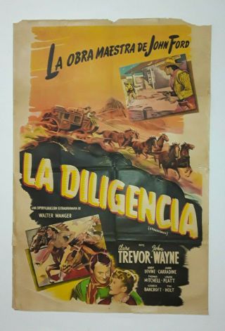 Rare Stagecoach Western Movie Poster R44 John Ford John Wayne Cult