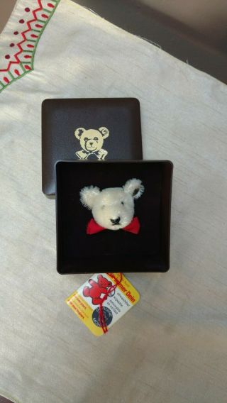 Vintage Steiff Mohair Teddy Bear Head Pin/brooch Made In Germany