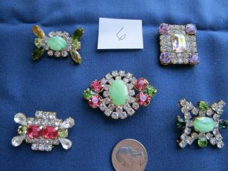 Czeck Vintage Glass/ Rhinestone Buttons Great For Antique Doll Hats,  Broaches Et