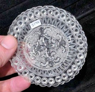 Scarce Antique Lacy Glass Cup Plate,  Lr - 217a,  Fort Pitt Glass,  C.  1830