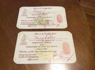 Vintage Disneyland Chicken Of The Sea.  Honorary Skipper Cards.  Pirate Ship.  Rare