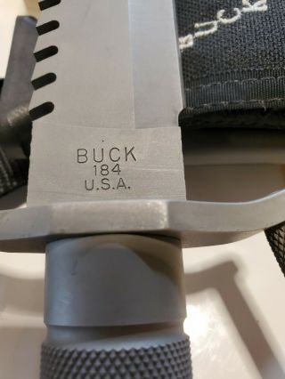BUCK 184 USA BUCKMASTER SURVIVAL KNIFE 1ST STAMP 2ND VER W/COMPASS EXC COND RARE 3