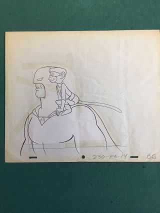 Space Ghost And Blip - Production Cel W/matching Production Drawing Rare