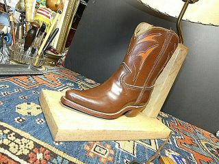 Rare Brandt Ranch White Oak Real Leather Cowboy Boot Lamp