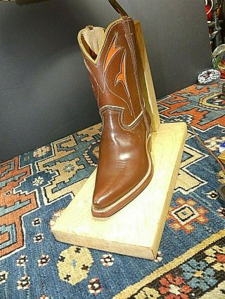 RARE Brandt Ranch White Oak REAL Leather Cowboy Boot Lamp 3