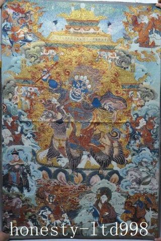 36 " Tibet Silk Embroidery Art Buddhism Tangka Mighty Adamantyl Buddha Statue