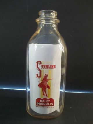 Rare Vintage Sterling Dairy Products Milk Bottle Wrightstown,  N.  J