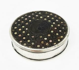 Rare 18th Century Solid Silver Mother Of Pearl Inlaid Snuff Box C1750
