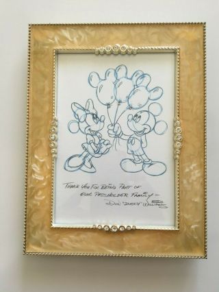 Rare Walt Disney Mickey Minnie Don Ducky Williams Sketch Framed Lithograph Print