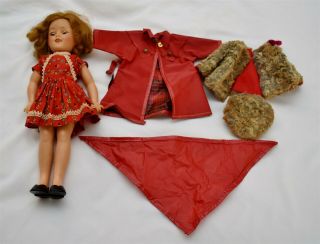 Vintage Ideal Shirley Temple 11 " Doll W/ Bonus Outfits,  Fur Coat
