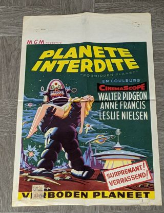 Planete Interdite Movie Poster 1956 Very Rare Vintage 22 " X15 " Forbidden Planet
