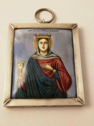 Antique Rare Russian Silver 84 ICON Painting of Enamel A H FABERGE 5