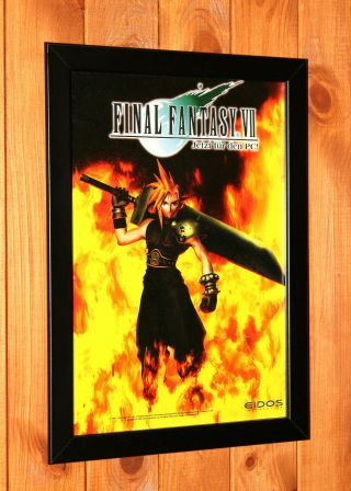 1998 Final Fantasy Vii 7 Cloud Strife Ps1 Vintage Rare Promo Poster / Ad Framed