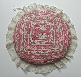 Antique Normandy Lace Boudoir Pillow Case 14 " Diameter