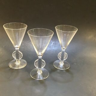 3 Rare Art Deco Renee Lalique Crystal Mulhouse Cordial Glass Goblet 2
