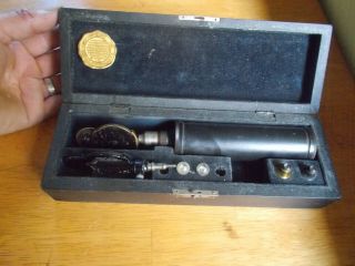 1922 Knickerbocker Ophthalmoscope Medical Eye Examiner Etc In Dezeng Wood Case