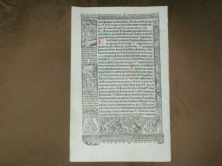 Medieval Vellum Printed Book Of Hours Leaf,  Simon Vostre,  C.  1510