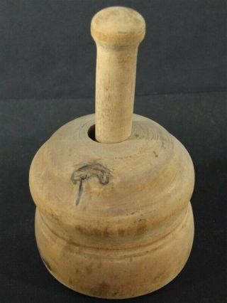 Antique Wood Wooden Aafa Carved Swan Plunger Butter Mold Stamp