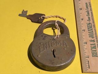 Antique Vintage Enigma Padlock And Key 1930’s