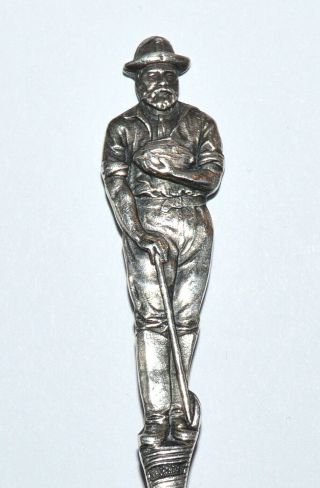 Antique Roden Bros.  Canada Sterling Silver Spoon Figural Prospector Miner C.  1900