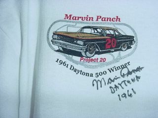 Rare Marvin Panch Signed 1961 Daytona 500 Pontiac Shirt