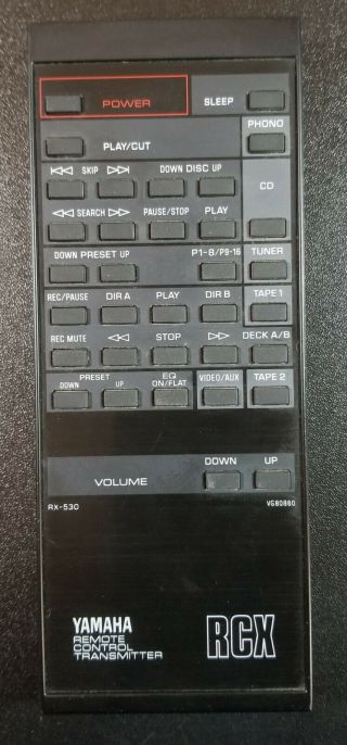 Yamaha Rx - 530 Remote Control Transmitter Rcx Vg80860 - Rare