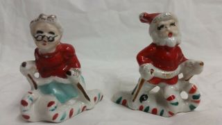 " Rare Vtg.  Santa & Mrs Clause Christmas Ornaments 1940 