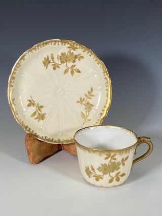 Antique T&v Limoges Handpainted Porcelain Cup And Saucer