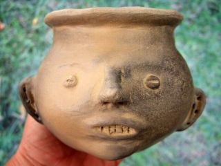 Rare Fine Missouri Human Effigy Head Pot With Arrowheads Artifacts