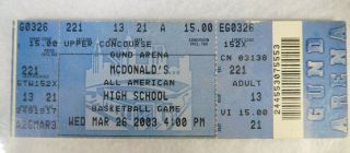 Rare Lebron James Last H.  S.  Game - 2003 Mcdonalds All - American Game Ticket