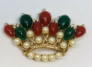 Large Vintage Trifari Jewels Of India Kashmir Moghul Rare Crown Pin