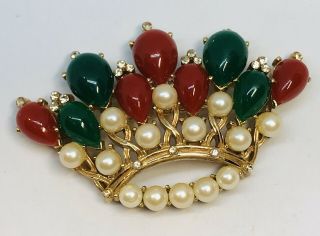 Large Vintage Trifari Jewels of India Kashmir Moghul Rare Crown Pin 2