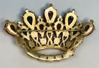 Large Vintage Trifari Jewels of India Kashmir Moghul Rare Crown Pin 4