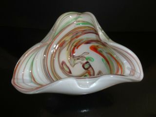 Mid Century Modern Murano Glass Style Swirl Ash Tray Candy Dish Bowl
