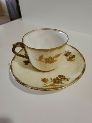 Antique T&v Limoges Handpainted Porcelain Cup And Saucer