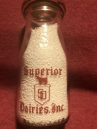Rare Vintage Superior Dairies St Augustine Fl 1/2 Pint Milk Bottle