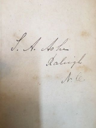 Rare 1848 Books Signed Samuel Ashe,  North Carolina Confederate Civil War Capt Pm
