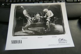 Rare Nirvana 8x10 Record Label Press Pr Promo Photo 1996 Kurt Cobain Dave Grohl
