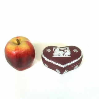 Rare Wedgwood Crimson Dipped Jasperware Valentine Heart Trinket Box