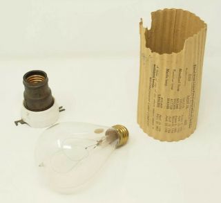 Vtg Antique Bryan Marsh Imperial Tipped Edison Type Light Bulb &