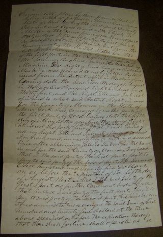 1845 Antique Julius Hatch Scottsville Ny Law Legal Document Elijah Miller Paper