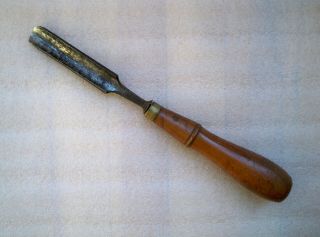 Vintage Antique W Butcher Cast Steel Gouge Chisel,  13/16 " Wide,  11/16 " Flute
