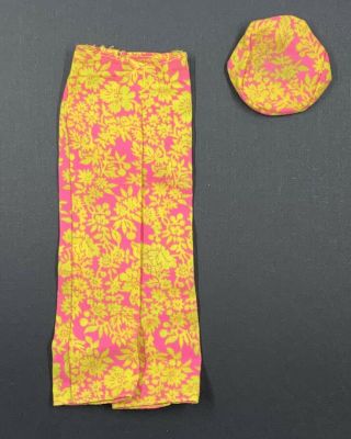 Vintage Mod Francie Hot Pink & Yellow Slacks N Cap 1970 - 71 Htf