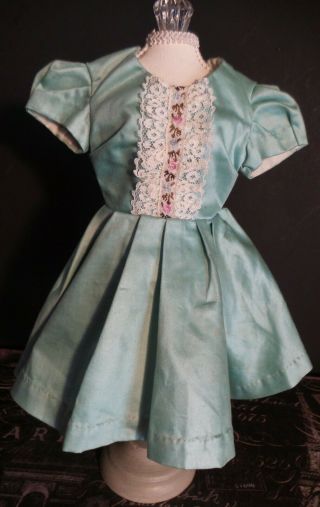 Vintage Turquoise Blue Tailored Dress For 1950 Hard Plastic Era Dolls