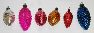 Assorted Antique / Vintage Pine Cone Glass Christmas Ornaments Look