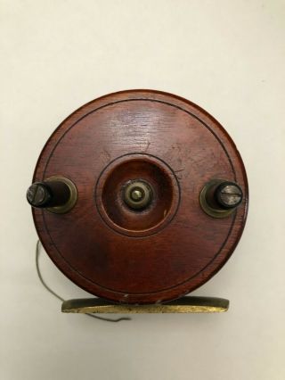 English Wood And Brass Fly Reel 3 Inch Circumference