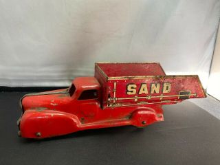 Vintage Antique Marx Sand & Gravel Pressed Steel 10 " Metal Dump Truck