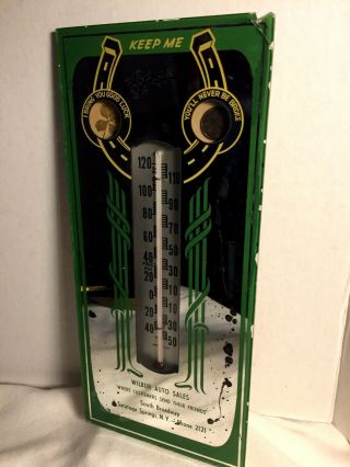 Rare Vintage Auto Dealer Advertising Thermometer Mirror.  Saratoga Springs,  Ny