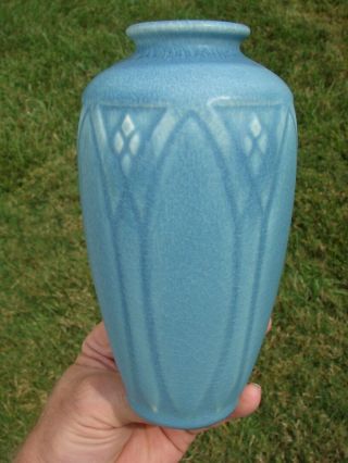 Rare Rookwood Gothic Arches Diamonds Art Deco 1917 2412 Matte Mottled Blue Vase